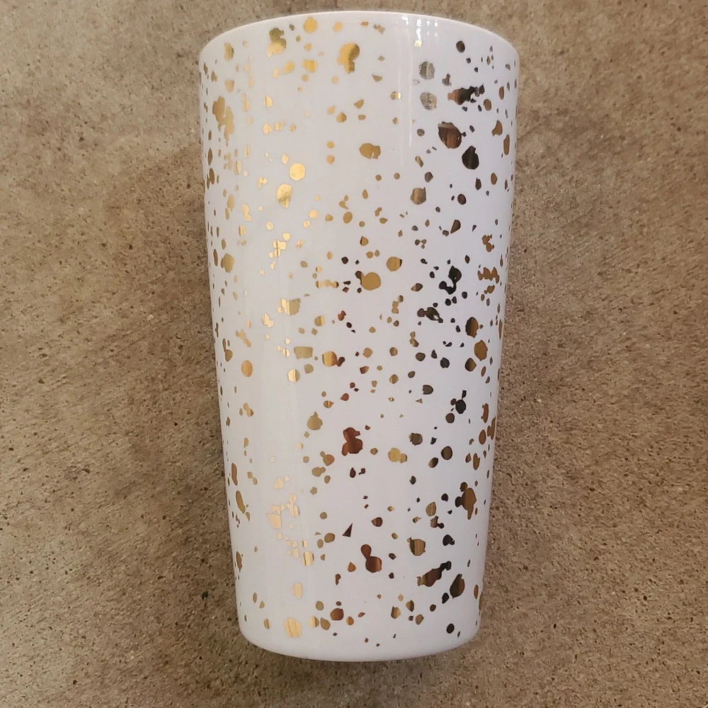 Starbucks Gold Fleck Sparkle Travel Coffee Mug Black Top Logo Cup 2019 Confetti